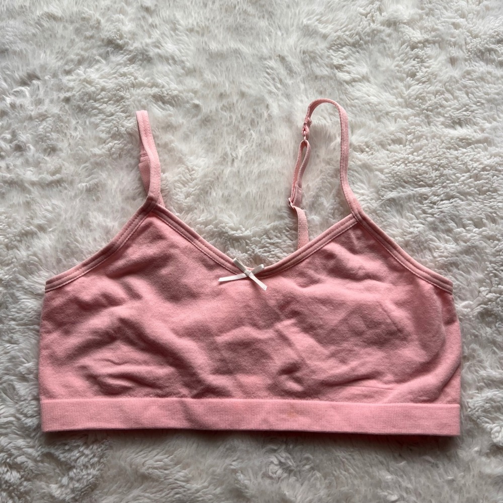Skims Kids Cotton Jersey Triangle Bralette Pink Adjustable Straps Size 8 M Comfy